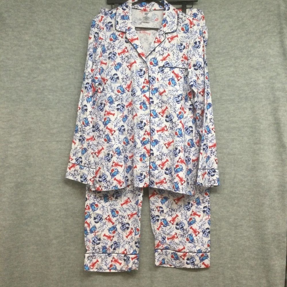 Lands' End Women's Pajama Set - Red, Blue, White